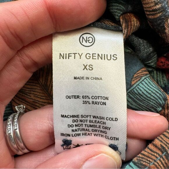 Nifty Genius Men's Casual Button Up Shirt XS Extra Small Teal Blue Green Orange - Picture 7 of 13